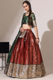 Deep Red Silk Woven Zari A Line Lehenga 