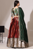 Deep Red Silk Woven Zari A Line Lehenga 