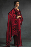 Deep Red Tissue Silk Saree with Sequins Work For Party