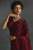 Deep Red Tissue Silk Saree with Sequins Work For Party