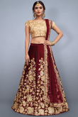 Deep Red Velvet A Line Lehenga Blouse