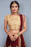 Deep Red Velvet A Line Lehenga Blouse