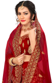 Deep Red Velvet A Line Lehenga