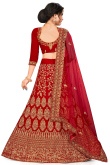 Deep Red Velvet A Line Lehenga