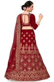 Deep Red A Line Wedding Wear Lehenga in Velvet