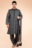 Eid Special Grey Color Men four piece Kurta Pajama Set Online