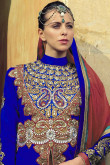 Blue and Red Georgette Anarkali Churidar suit
