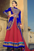 Blue and Red Georgette Anarkali Churidar suit