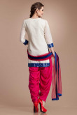 Off White Pink Silky Patiala Designer Suits