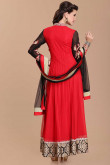 Red Net Long Frock Style Anarkali Suit