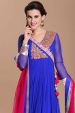 Royal Blue Georgette Anarkali Suit With Zari Work for Eid