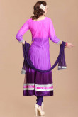 Purple Polyester Anarkali Churidar Suit