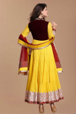 Yellow Crepe And Viscose Anarkali Churidar Dress