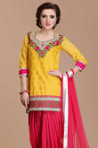 Designer Yellow Polyester Patiala Salwar suit