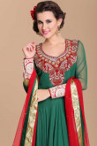 Decent Green Net Ready Made Anarkali Suit