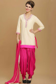Beige With Rani Georgette Patiala Suit for Eid