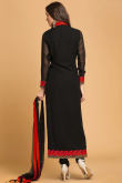 Black Georgette Churidar Suit with Zari & Button Yoke Design