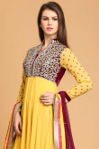 Yellow Georgette Eid Anarkali Suit With Zari Work