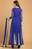  Net Anarkali With Churidar Suit In Blue Colour 