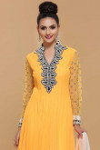 Neon Yellow Long Net Anarkali Suit