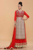 Red with Golden Net Lengha Suit