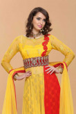Yellow With Red Net Anarkali Suit