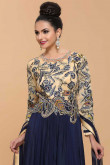 Blue Crepe Anarkali Style Gown Dress