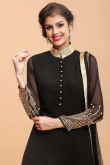 Black Georgette Trouser Suit with Sequins Hem & Net Dupatta