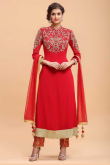 Red Chiffon Trouser Suit Pant