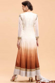 Cream and Coffee Pure Crepe Anarkali Suit