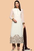 Off white Georgette Trouser Suit With Dupatta