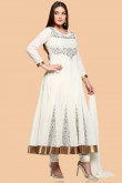 Off white Cotton Anarkali churidar Suit With Dupatta