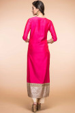 Hot Pink Taffeta Silk Kurti With Eid Trouser and Dupatta