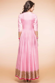 Pink Silk Anarkali churidar Suit With Fancy Zari Dupatta