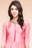 Pink Silk Anarkali churidar Suit With Fancy Zari Dupatta