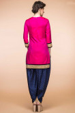 Dark Pink Two Tone Silk Dhoti Patiala Suit With Dupatta