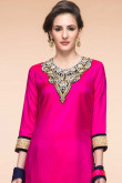Dark Pink Two Tone Silk Dhoti Patiala Suit With Dupatta