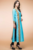 Aqua Blue Silk Churidar Suit With Dupatta for Wedding & Party