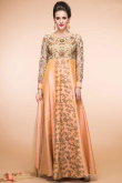 Peach Color Dupion Anarkali Churidar Suit With Dupatta