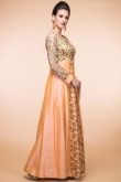 Peach Color Dupion Anarkali Churidar Suit With Dupatta