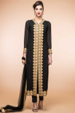 Black Georgette Wedding Straight Pant Suit With Dupatta