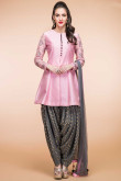 Pink Taffeta Eid Patiala Suit With Dupatta