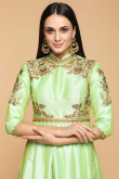 Lime Green Banglori Silk Trail Cut Suit