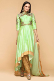 Lime Green Banglori Silk Trail Cut Suit