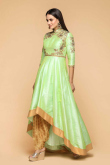 Lime Green Banglori Silk Trail Cut Suit