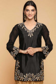 Black Art Silk Eid Embroidered Patiala Suit