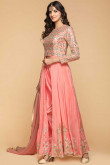 Salmon Pink Color Embroidered Straight Pant Suit