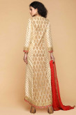 Light Beige And Brown Dupion Embroidered Anarkalii Suit