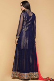 Resham Embroidered Silk Net Spacecadet Blue Straight Pant Suit for Eid
