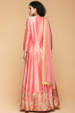 French Pink Art Silk Anarkali Suit with Zari Work